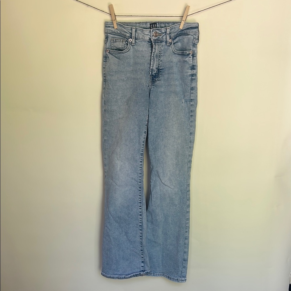 GAP Blue Flare Wide Leg Jeans with High-Rise Wais